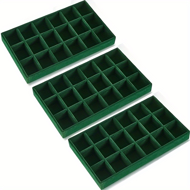 3pcs Dark Green Stackable Jewelry Tray Organizer